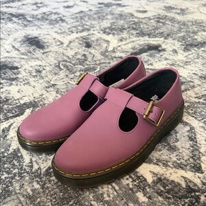 Dr. Martens Pink Leather Mary Jane Platform Loafers